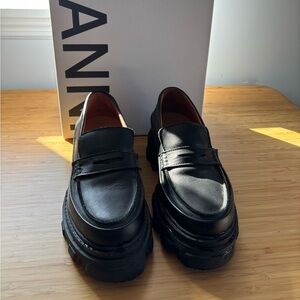 GANNI Black Platform Loafers